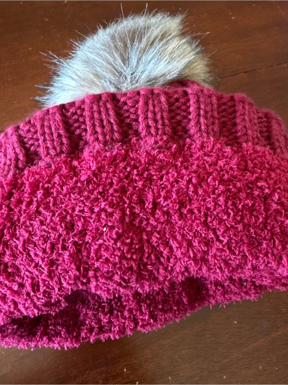 C.C Kids Burgundy Pom Knit Beanie